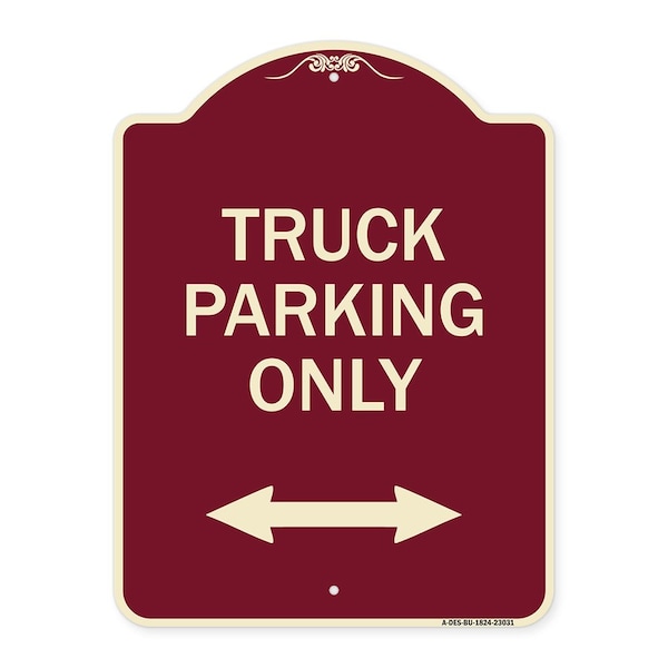 Reserved Parking Truck Parking W/ Bidirectional Arrow Heavy-Gauge Alum, 24" x 18", BU-1824-23031